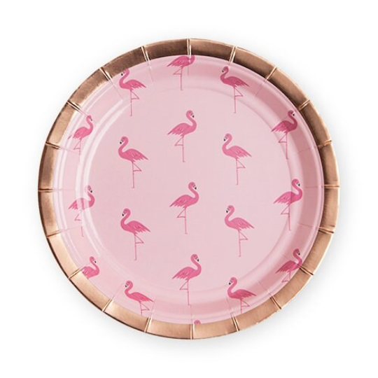 Flamingo Paper Party Plates - 7" Wide