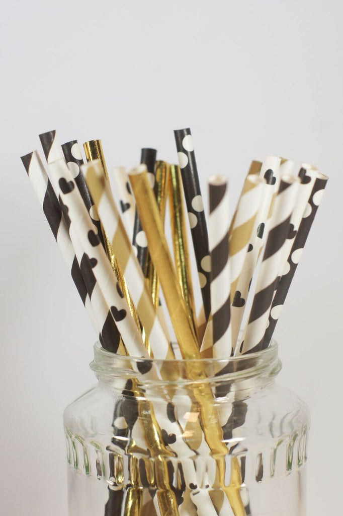 Black and Gold Party Straws