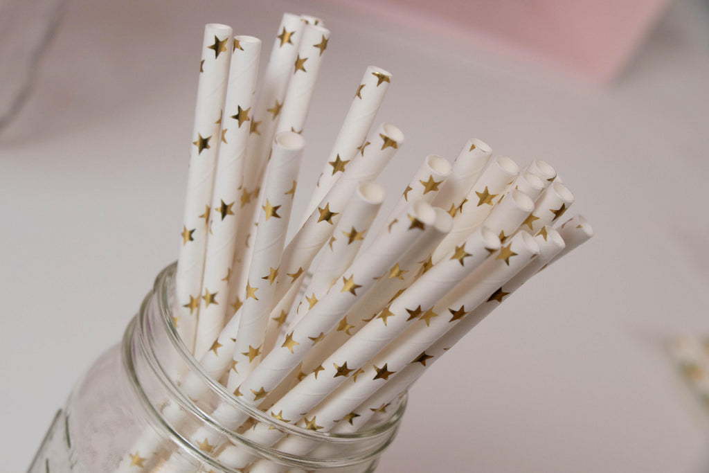 Gold Foil Star Party Straws