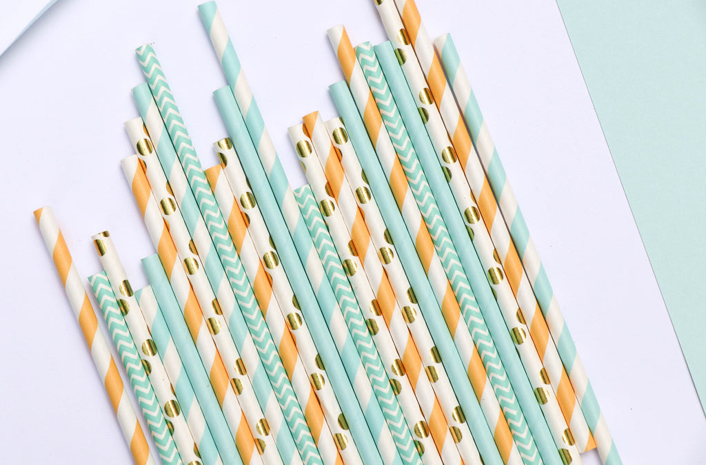 Blue, Yellow and Gold Party Straws