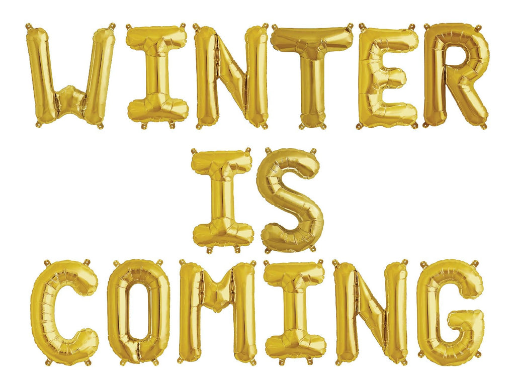 Winter is Coming Balloon Banner - Christmas Party Decor - Christmas Home Decor - Game of Thrones Party Decor - Gold Foil Balloon Banner