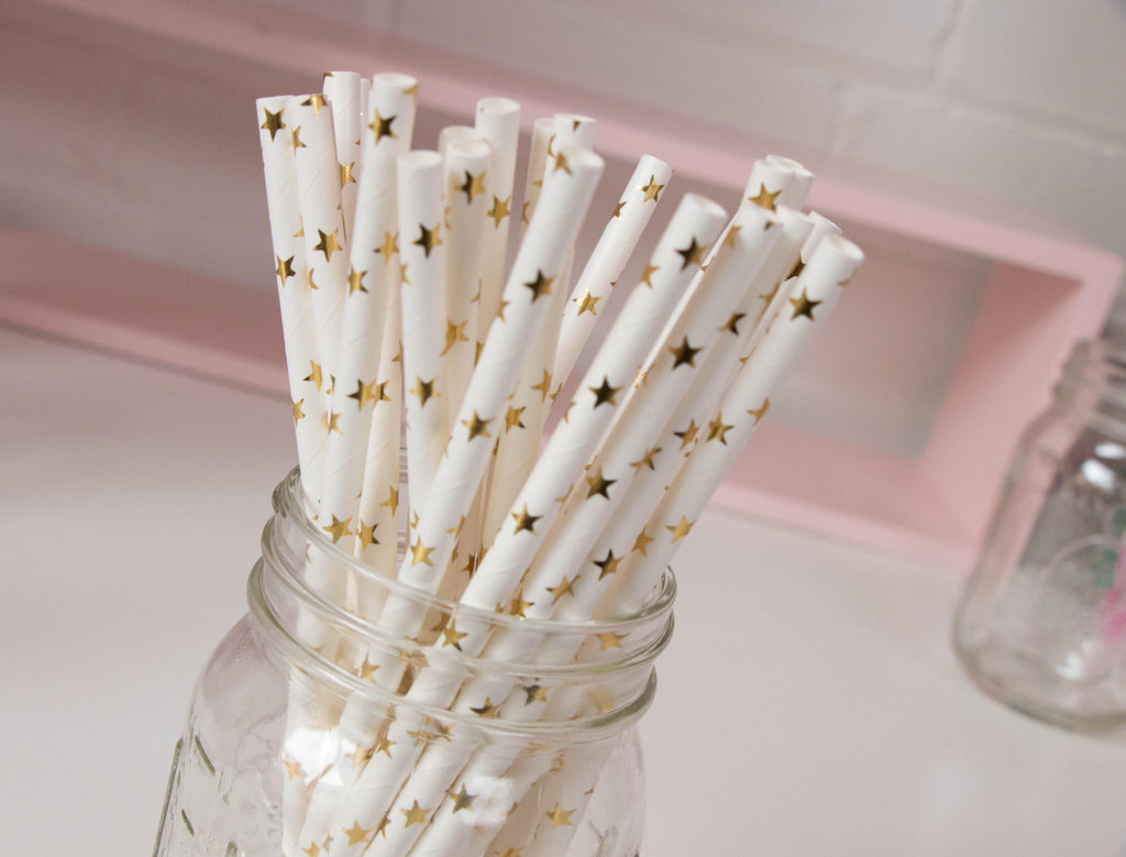 Gold Foil Star Party Straws