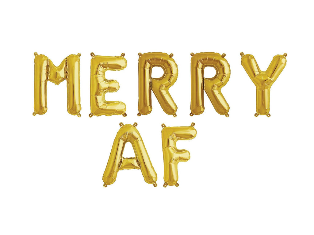 Merry AF Balloon Banner - Merry Christmas - Christmas Decor - Christmas Decor - Holiday Party Decor - Christmas Balloons - Gold Foil Balloon
