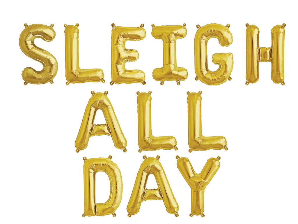 Sleigh All Day Balloon Banner - Friendsmas Party Decor - Gold Foil Balloons - Christmas Party Decor - Christmas Backdrop - Holiday Party