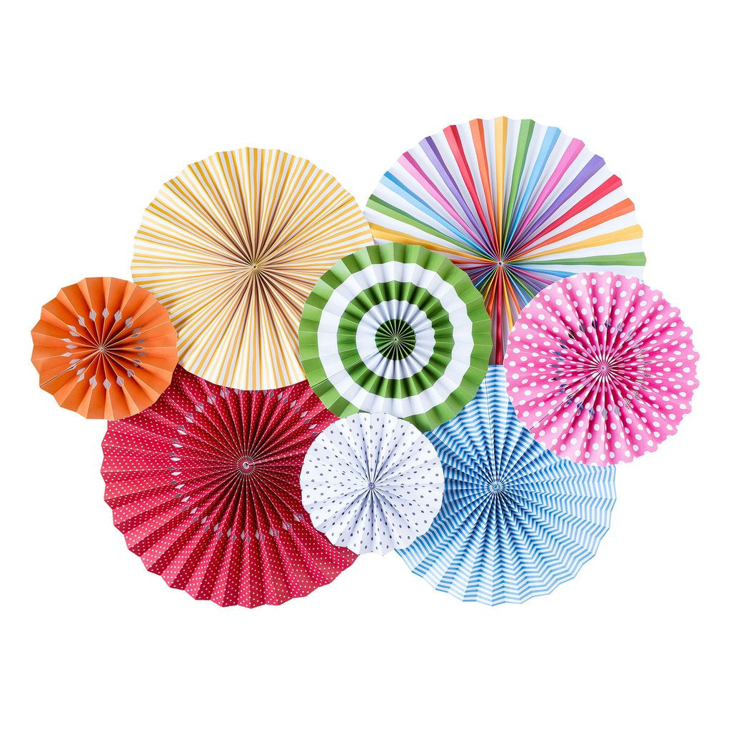 Bright Birthday Party Fans - Set of 8
