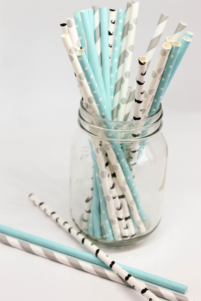 Blue, Black, and Silver Straws
