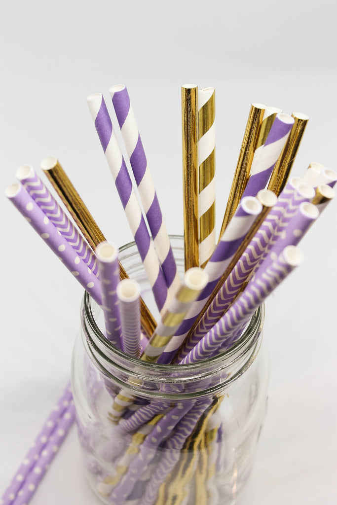 Purple and Gold Party Straws
