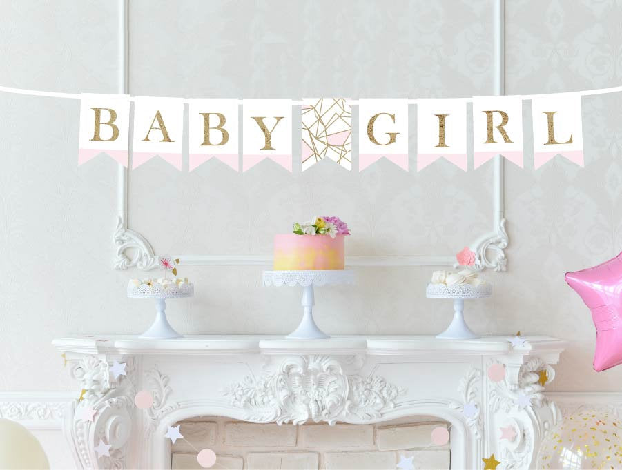Baby Girl Pink-Dipped Banner