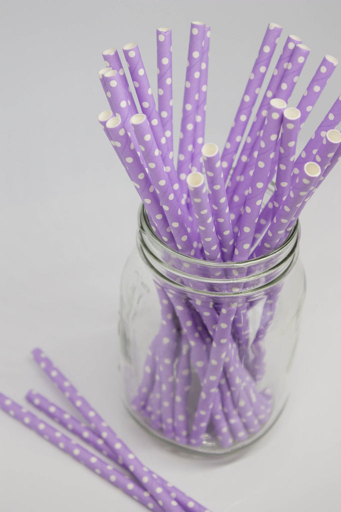 Purple Polka Dot Straws