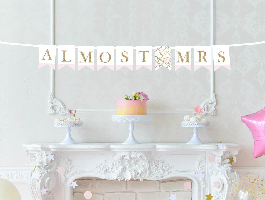 Almost Mrs Pink-Dipped Banner
