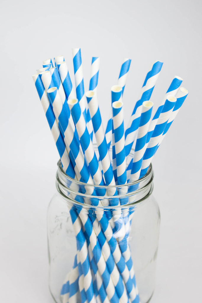 Blue and White Stripe Straws