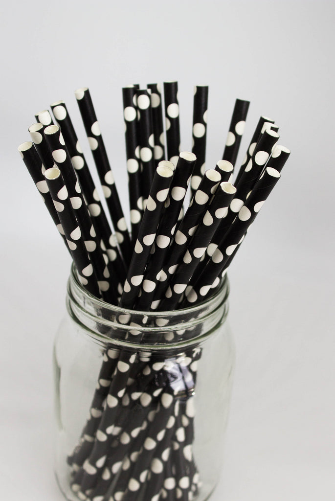 Black and White Polka Dot Straws
