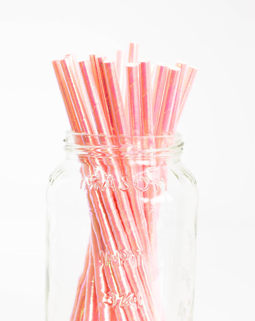 Iridescent Pink Party Straws