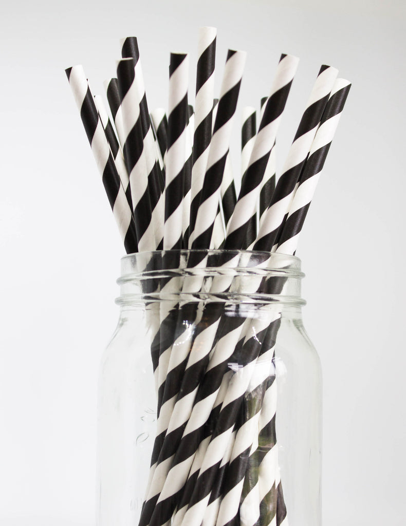 Black and White Stripe Straws