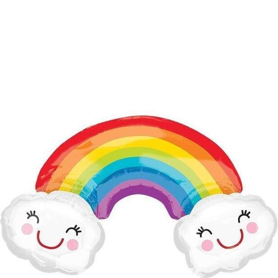 Giant Rainbow With Clouds Balloon - 38"
