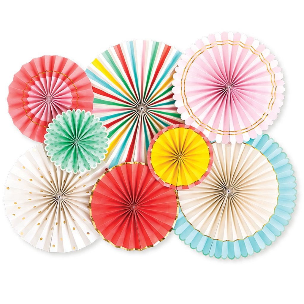 Hip Hip Hooray Party Paper Fans - Set of 8