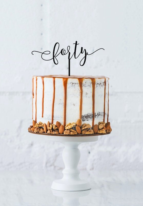 Forty Acrylic Cake Topper