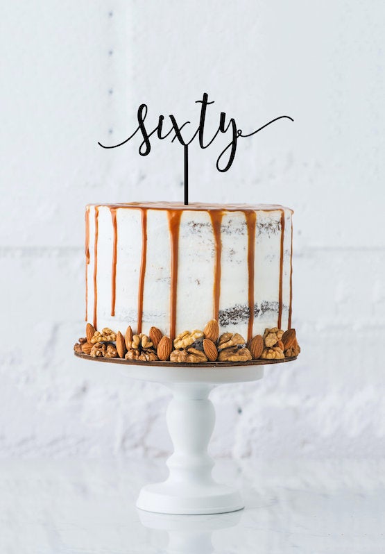 Sixty Acrylic Cake Topper