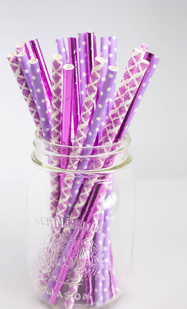 Purple Paper Party Straws
