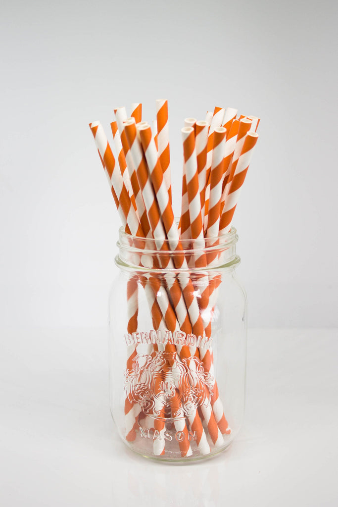 Orange and White Paper Straws
