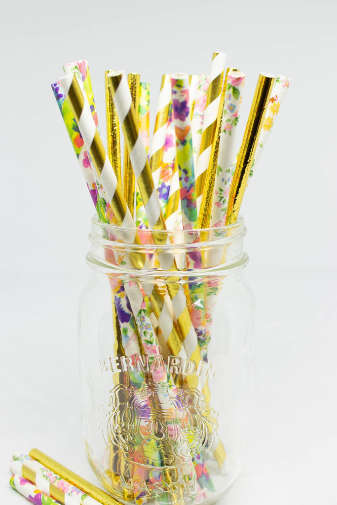 Floral Party Straws