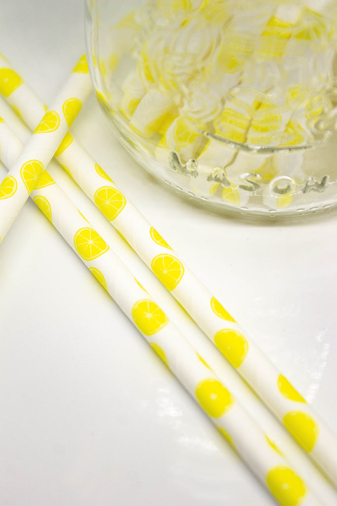 Lemon Paper Party Straws