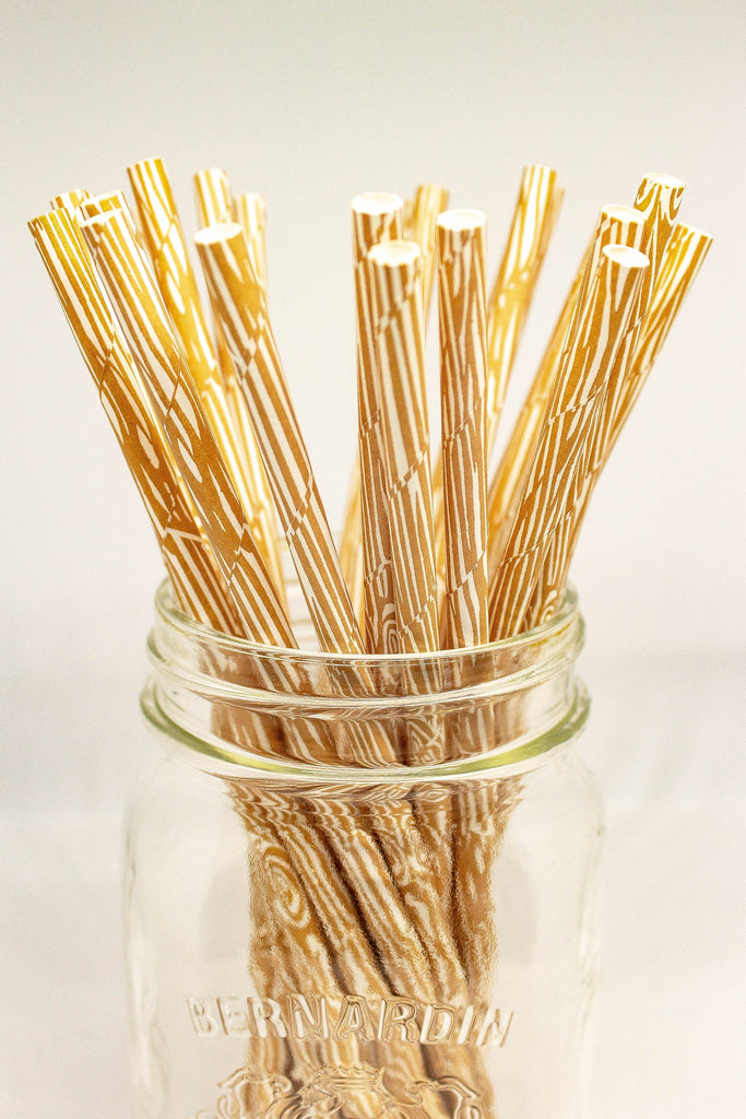 Wood Pattern Paper Party Straws